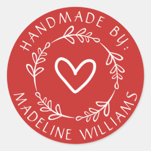 Pegatina Redonda Tu nombre   Hecho a mano por