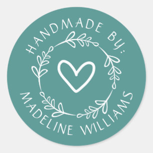 Pegatina Redonda Tu nombre   Hecho a mano por