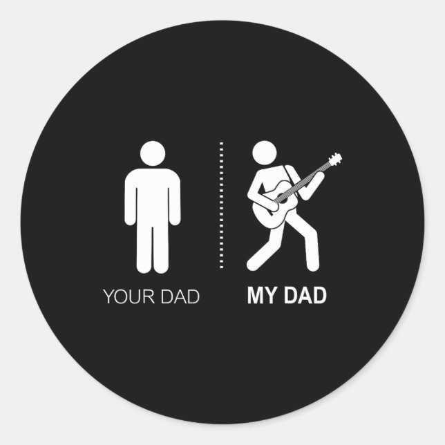 Pegatina Redonda Tu Papá Mi Papá Artista Guitarista B Guitar Dad Fa (Anverso)