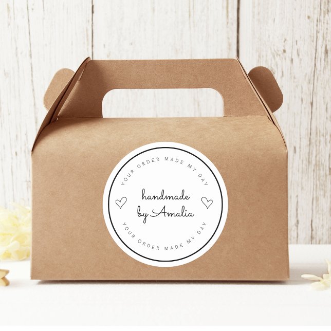 Pegatina Redonda "Tu Pedido Hace Mi Día | Hecho a mano con su nombr (Subido por el creador)