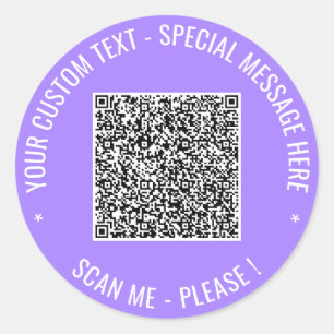 Pegatina Redonda Tu Sticker de Código QR con Texto y Color Personal