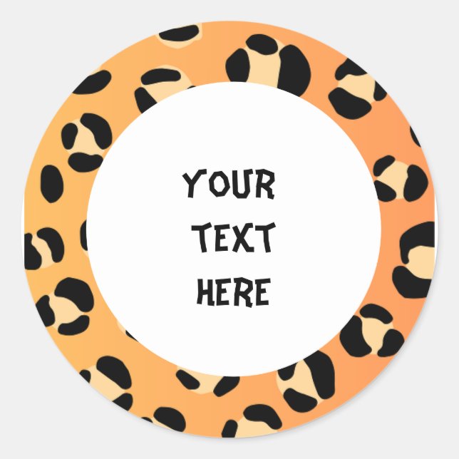 Pegatina Redonda tu texto aquí estilo leopardo (Anverso)