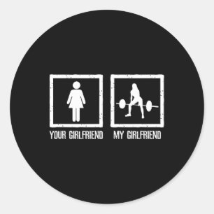 Pegatina Redonda Tu Vs Mi Novia Formación De Fitness De Construcció
