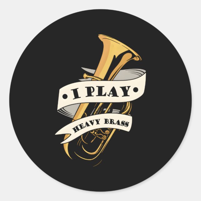 Pegatina Redonda Tuba, músico de la banda que marcha (Anverso)