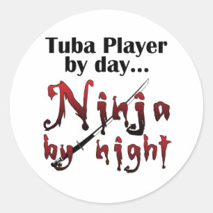 Pegatina Redonda Tuba Player by Day...