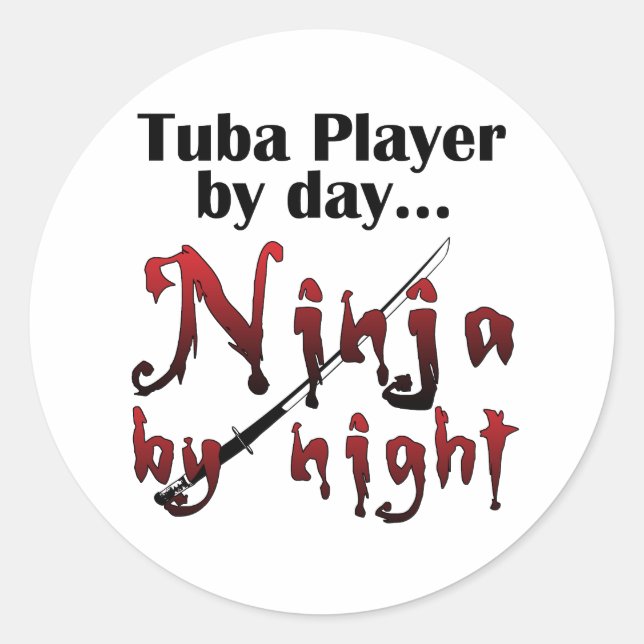 Pegatina Redonda Tuba Player by Day... (Anverso)