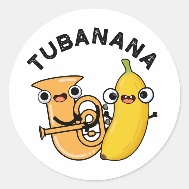 Pegatina Redonda Tubanana Funny Tuba Banana Pun (Anverso)