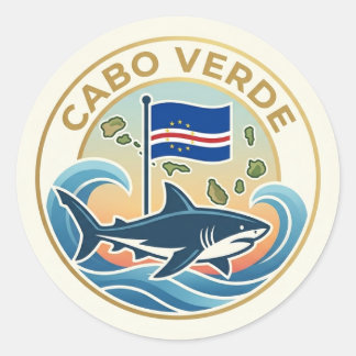 Pegatina Redonda Tubarões Azuis - Cabo Verde