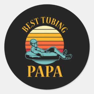 Pegatina Redonda Tubo del río Papa Tubo de agua de nevada del lago 