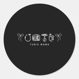 Pegatina Redonda Tubo G Conciencia Coqueta Lazo Tubie Mamá Alimenta