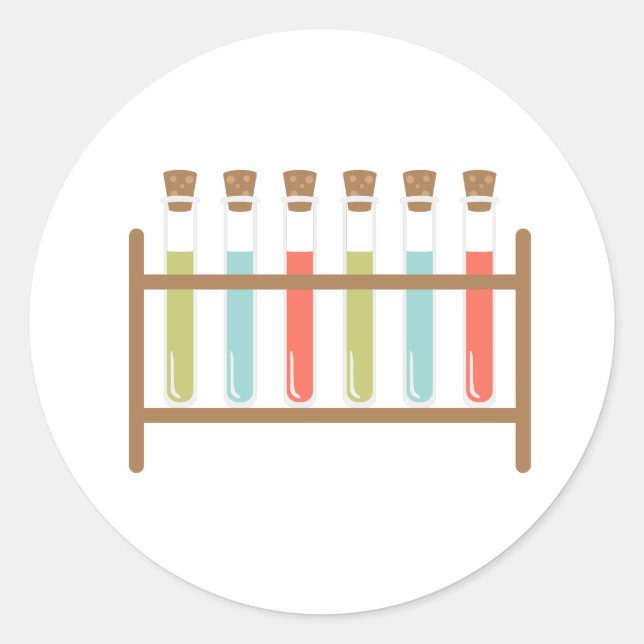 Pegatina Redonda Tubos de prueba (Anverso)