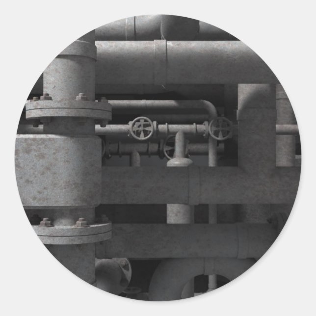 Pegatina Redonda Tubos y válvulas (Anverso)
