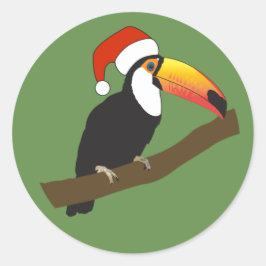 Pegatina Redonda Tucán de Navidad illusima