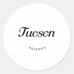 Pegatina Redonda Tucson Arizona Black Font