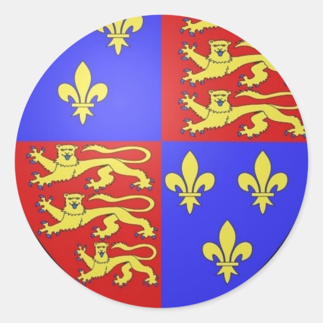 PEGATINA REDONDA TUDOR RECUBRIMIENTO DE ARMAS REY HENRY VIII. (Anverso)