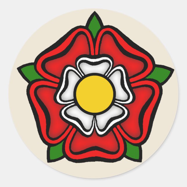 Pegatina Redonda Tudor Rosa de Inglaterra, Emblema de la realeza (Anverso)