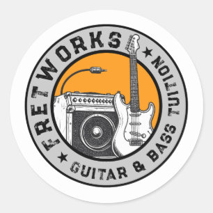 Pegatina Redonda Tuición de guitarra y bass - Trabajos Fret