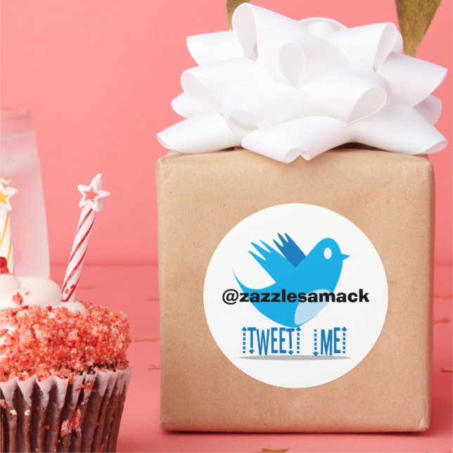 Pegatina Redonda Tuitéame en tu dirección de Twitter (Fiesta)
