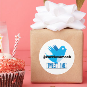 Pegatina Redonda Tuitéame en tu dirección de Twitter