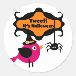 Pegatina Redonda Tuitear camisetas y regalos de Halloween