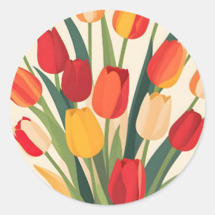 Pegatina Redonda Tulip Glow-Up