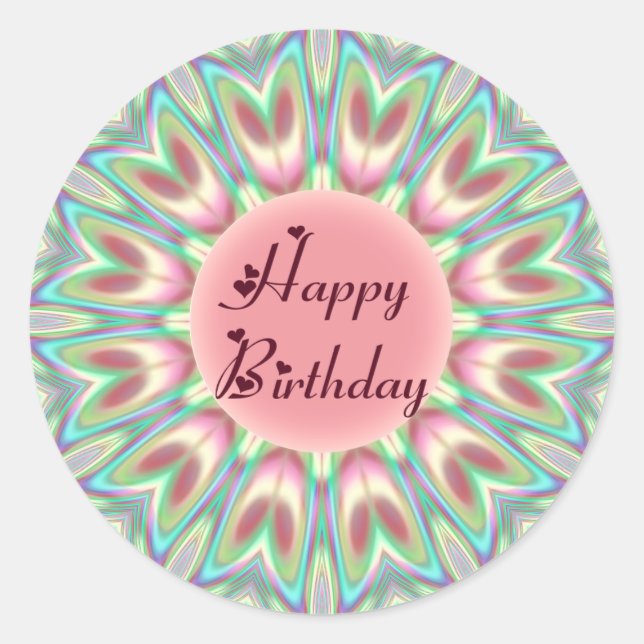 Pegatina Redonda Tulip kaleidoscope (Anverso)