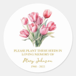Pegatina Redonda Tulip Memorial Funeral Seed Packet