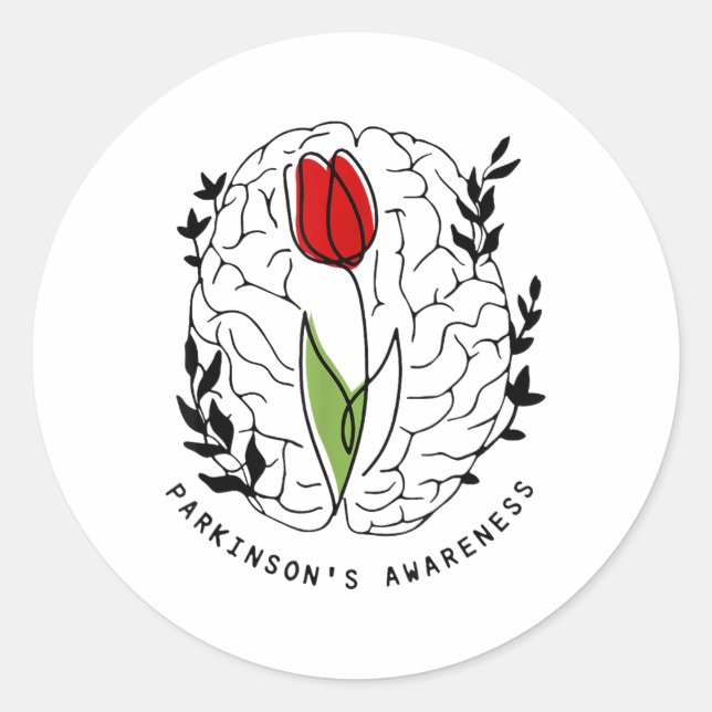 Pegatina Redonda Tulip Parkinsons Awareness (Anverso)