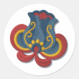 Pegatina Redonda Tulip Rosemaling noruego