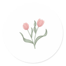 Tulipanes rosa suave de arte de línea minimalista