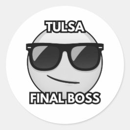 Pegatina Redonda Tulsa Final Boss Cool Emoji Sticker