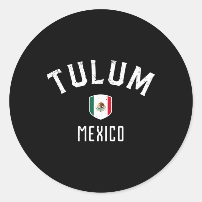 Pegatina Redonda Tulum Mexico - Mexican Flag Tulum Tee  (Anverso)