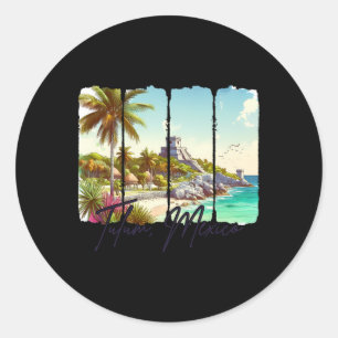 Pegatina Redonda Tulum México Viaje Encuentrame En Tulum Recuerdo