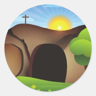 Pegatina Redonda tumba cristiana