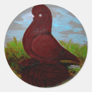 Pegatina Redonda Tumbler Pigeon Red Muff