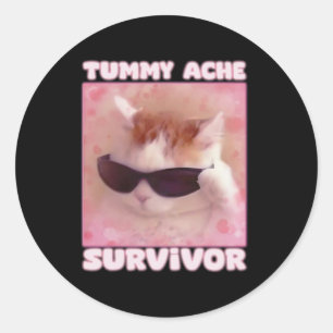 Pegatina Redonda Tummy Ache Survivor Cat Funny