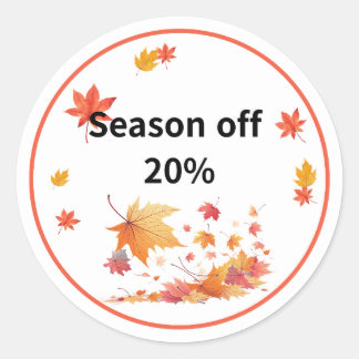 Pegatina Redonda tumn Season Off Sticker – Fall Sale Promotion 