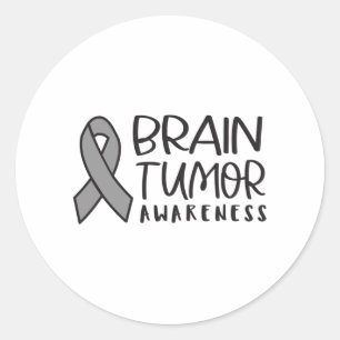 Pegatina Redonda Tumor cerebral Conciencia, tumor cerebral