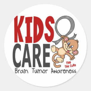 Pegatina Redonda Tumor cerebral del cuidado 1 de los niños