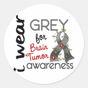 Pegatina Redonda Tumor Cerebral Uso Gris Para Conciencia 43