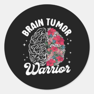 Pegatina Redonda Tumor de Cerebro Guerrero Cerebro Tumor Sensibiliz