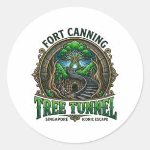PEGATINA REDONDA TÚNEL DEL ÁRBOL DE FORT CANNING