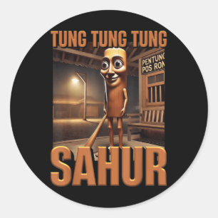 Pegatina Redonda Tung Tung Tung Sahur Ai Monster italiano Brainrot 