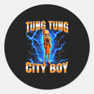 Pegatina Redonda Tung tung tung sahur está llamando meme divertido