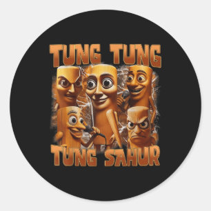 Pegatina Redonda Tung Tung Tung Sahur Funny Italiano Brainrot Meme 