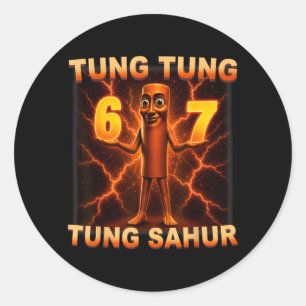 Pegatina Redonda Tung Tung Tung Sahur Six Seven 67 Meme Para Niño
