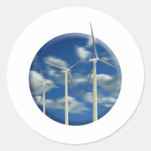 Pegatina Redonda Turbina eólica de energía verde