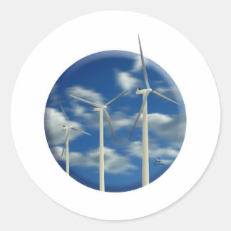 Pegatina Redonda Turbina eólica de energía verde