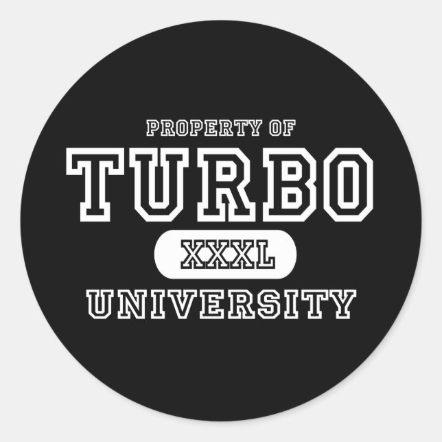 Pegatina Redonda Turbo University Dark (Anverso)