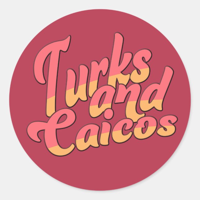 Pegatina Redonda Turcas y Caicos (Anverso)